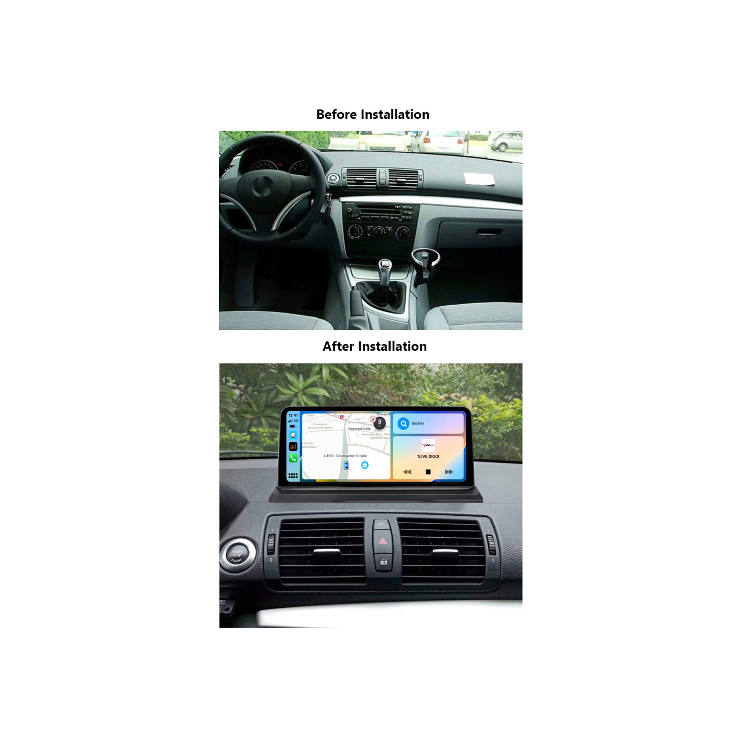 Für BMW E81 E82 E87 E88 + I-Drive 10.2" Touchscreen Android GPS Navi USB CarPlay