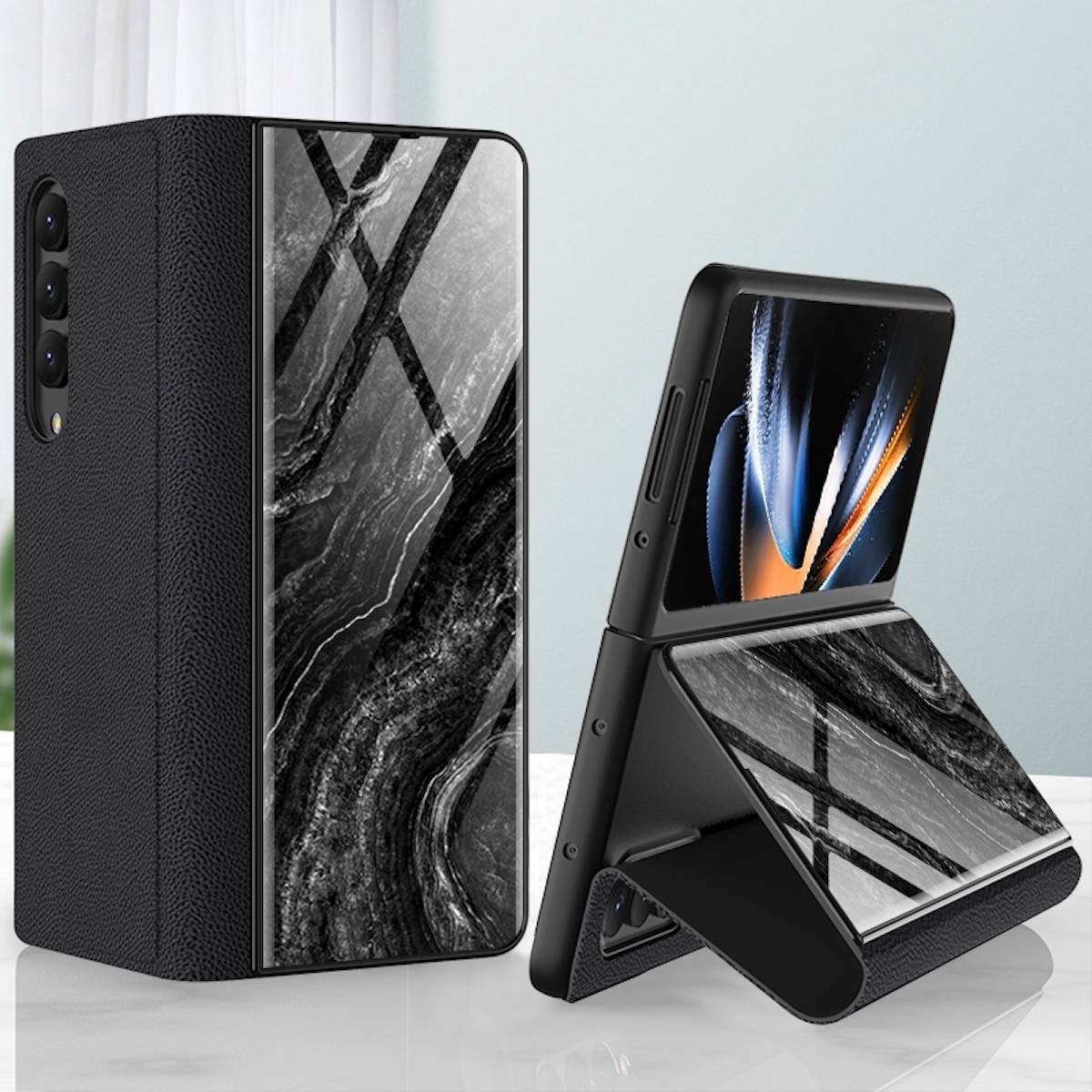 Für Samsung Galaxy Z Fold4 5G Design Galvanik Marble Muster 2 All-round Anti-Fall Handy Tasche Hülle Etuis