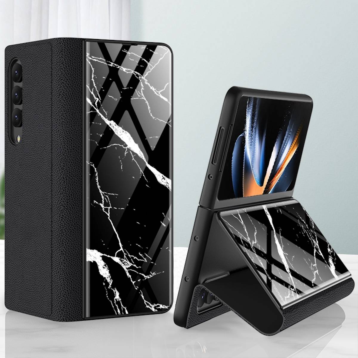 Für Samsung Galaxy Z Fold4 5G Design Galvanik Marble Muster 3 All-round Anti-Fall Handy Tasche Hülle Etuis