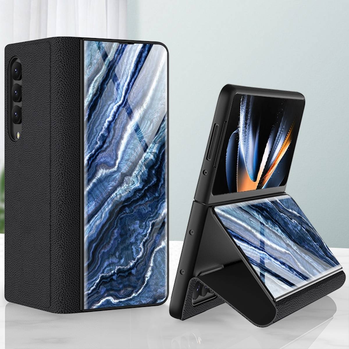 Für Samsung Galaxy Z Fold4 5G Design Galvanik Marble Muster 9 All-round Anti-Fall Handy Tasche Hülle Etuis