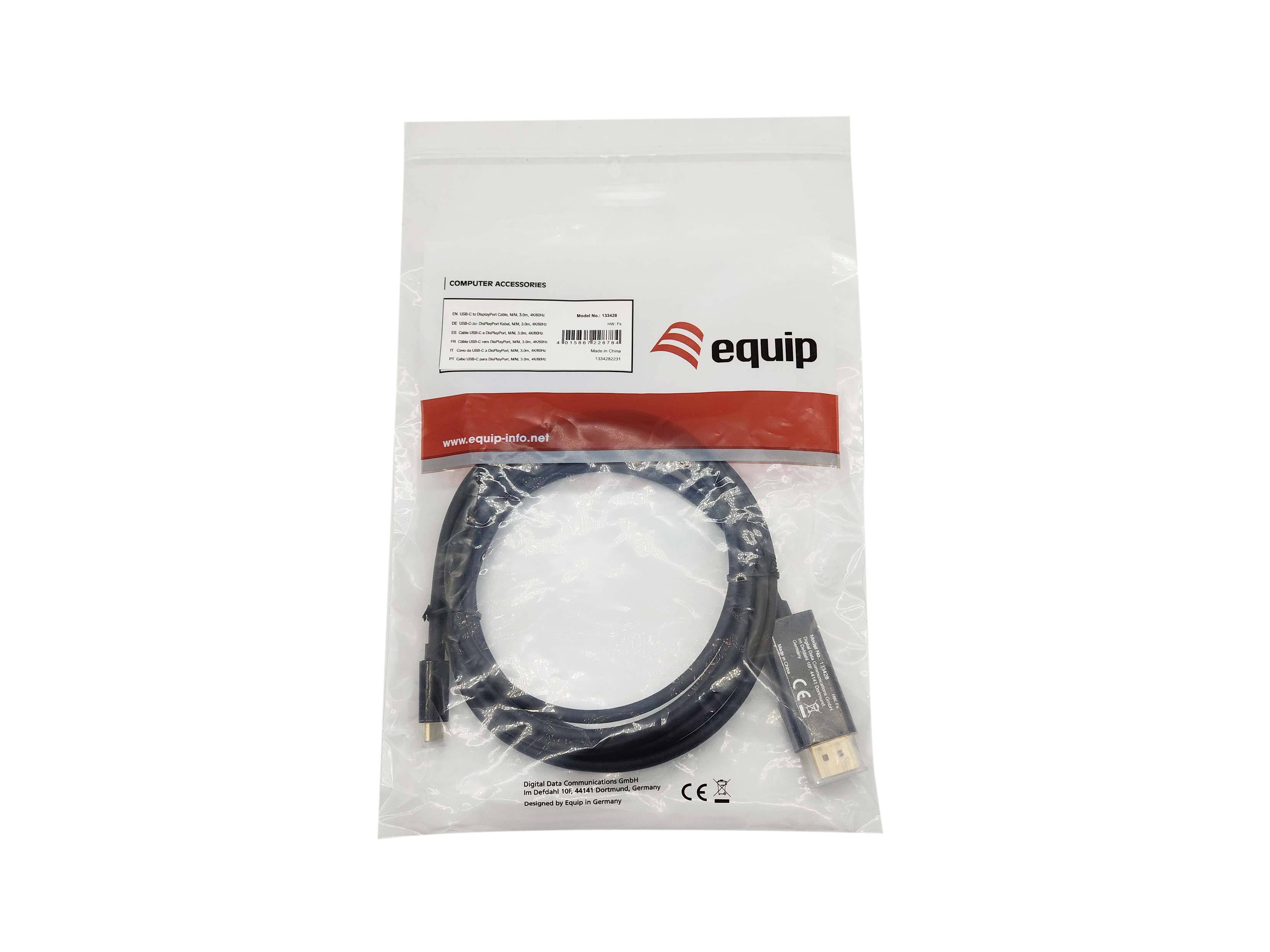 Equip Adapterkabel - 24 pin USB-C (M) zu DisplayPort (M)