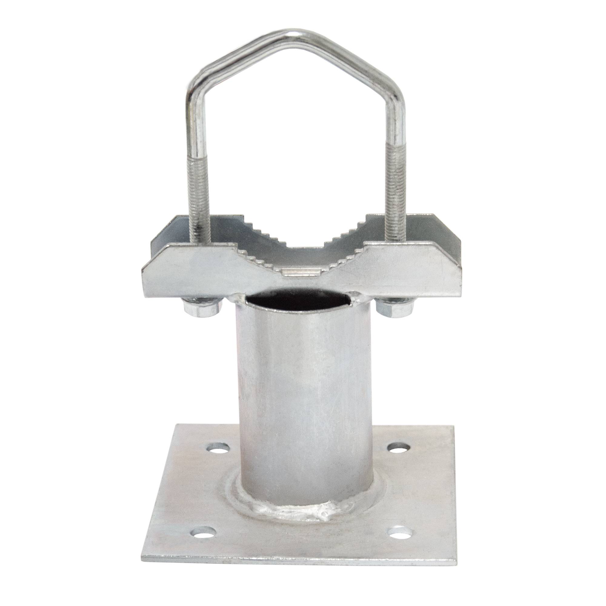 Rohrschelle mit Zahnschelle für Wandausleger | feuerverzinkter Stahl | für Rohre bis Ø 60 mm | Lochabstand 70 mm | Wandabstand 85 mm
