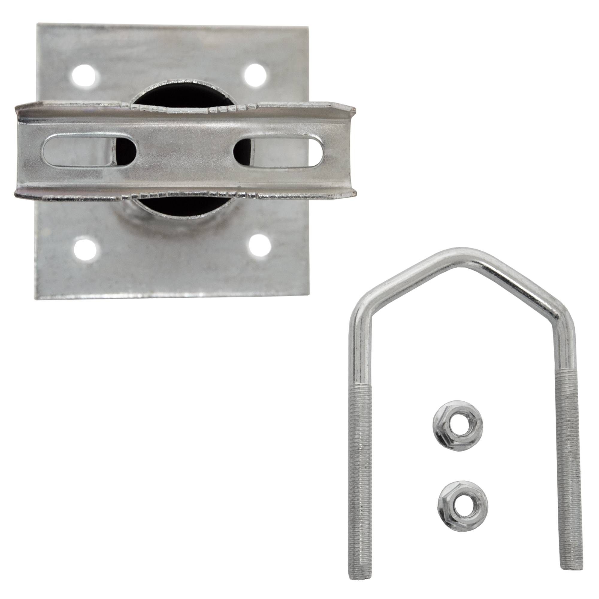 Rohrschelle mit Zahnschelle für Wandausleger | feuerverzinkter Stahl | für Rohre bis Ø 60 mm | Lochabstand 70 mm | Wandabstand 85 mm