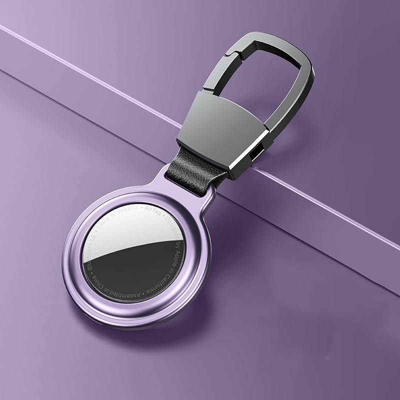 Für Apple AirTag Aluminium Anti Kratz Schutz Cover Anhänger Lila Vollschutz