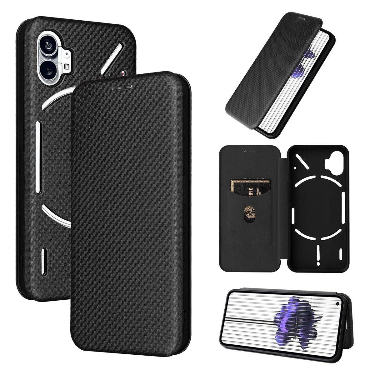 Für Nothing Phone 1 Carbon Kunststoff Handy Tasche Hülle Etuis Schwarz