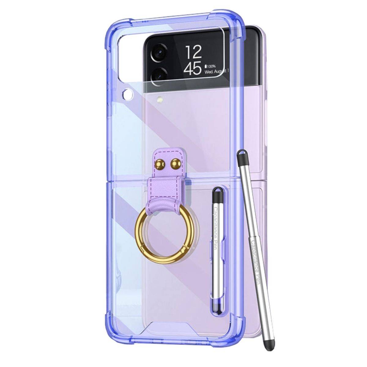 Für Samsung Galaxy Z Flip4 5G Ring / Stift Kunststoff Case Hülle Lila