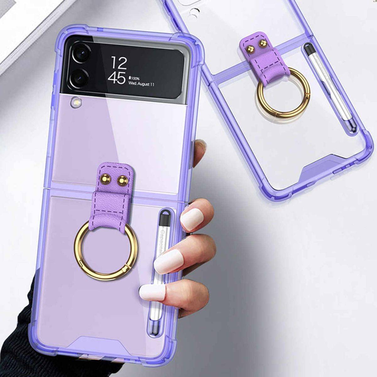 Für Samsung Galaxy Z Flip4 5G Ring / Stift Kunststoff Case Hülle Lila