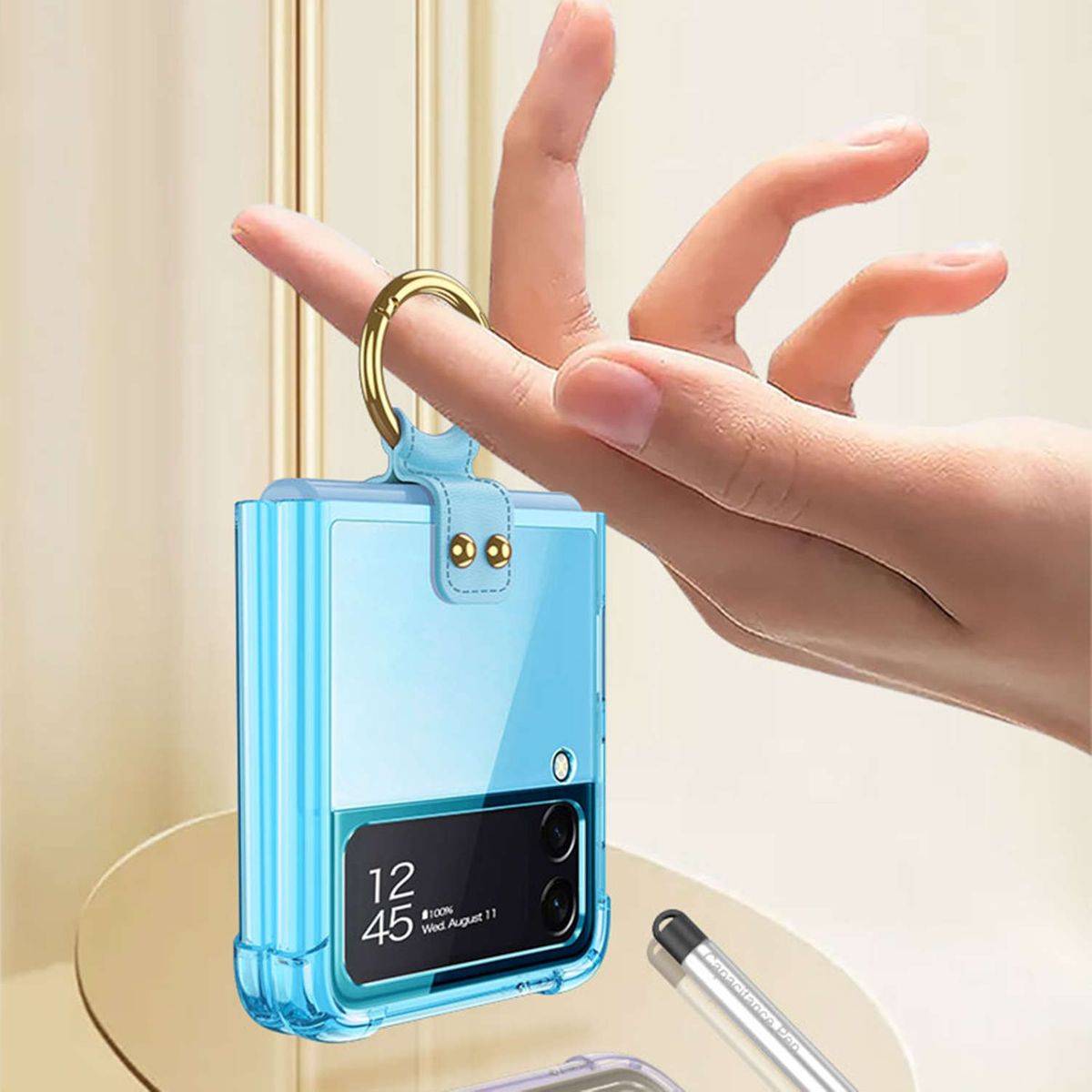 Für Samsung Galaxy Z Flip4 5G Ring / Stift Kunststoff Case Hülle Lila