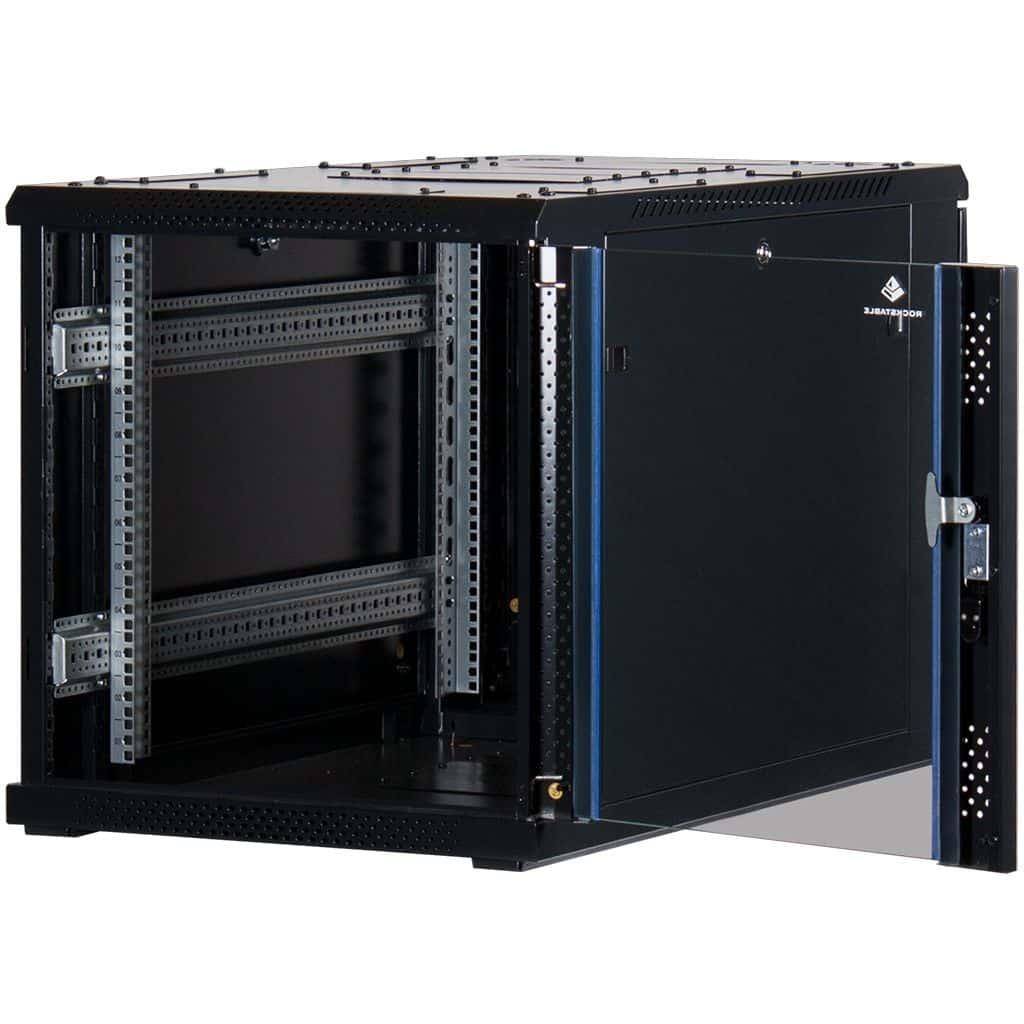 Rockstable 12HE 19 Zoll Serverschrank Netzwerkschrank (BxTxH) 600x1000x637mm mit Glastür - Türanschlag wechselbar - Türen und Seitenwände abnehmba