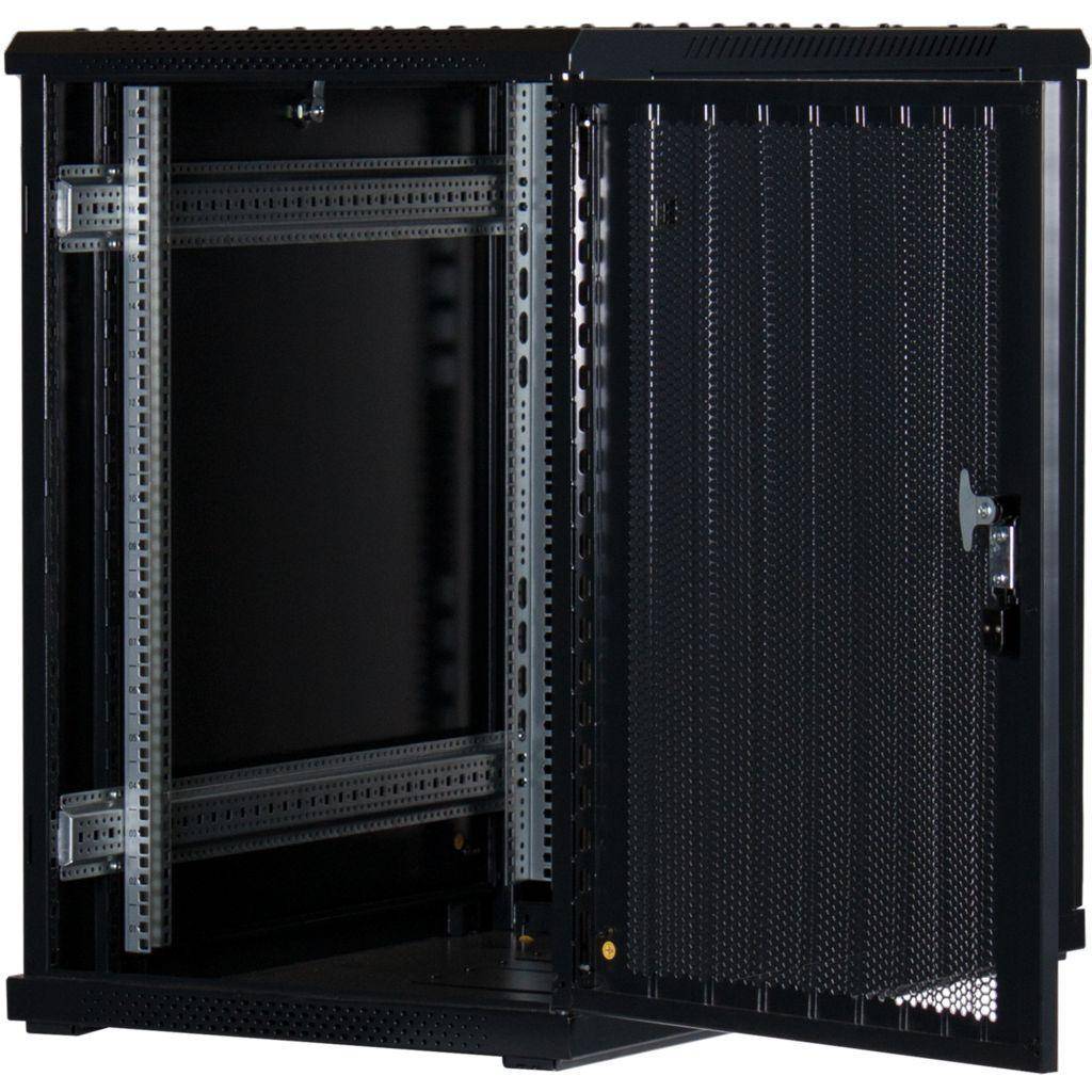 Rockstable 18HE 19 Zoll Serverschrank Netzwerkschrank (BxTxH) 600x1000x900mm mit Gitternetztüren - Türanschlag wechselbar - Türen und Seitenwände