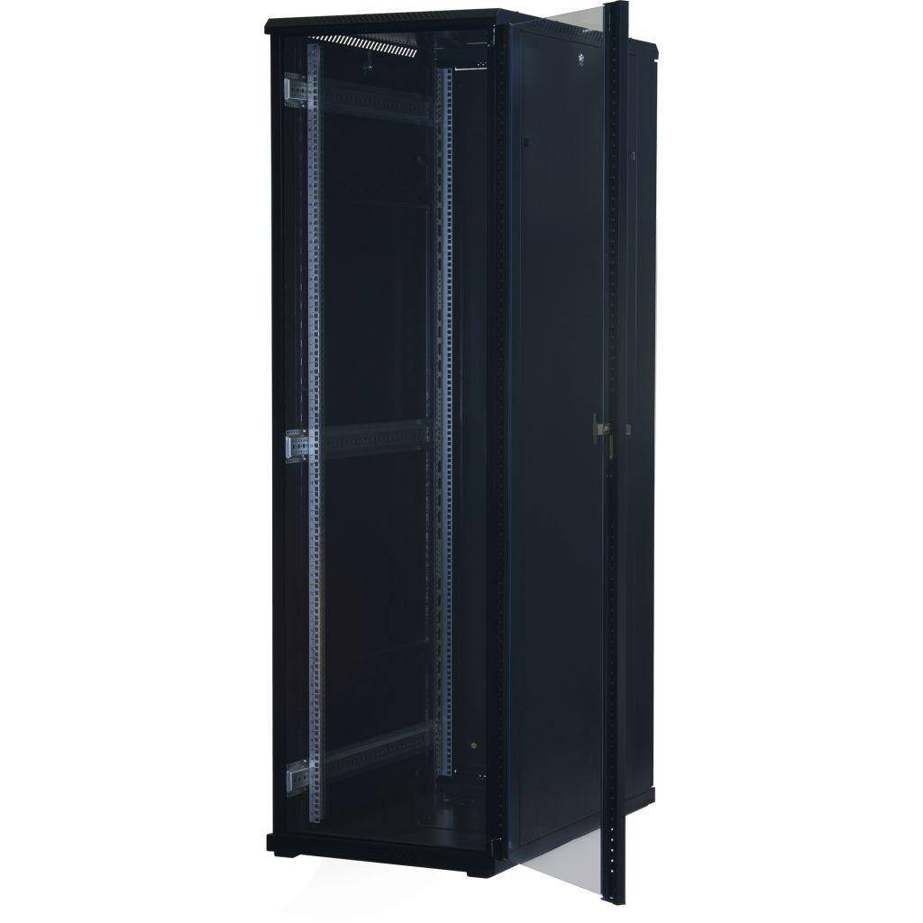 Rockstable 42HE 19 Zoll Serverschrank Netzwerkschrank (BxTxH) 600x1000x2000mm mit Glastür - Türanschlag wechselbar - Türen und Seitenwände abnehmb