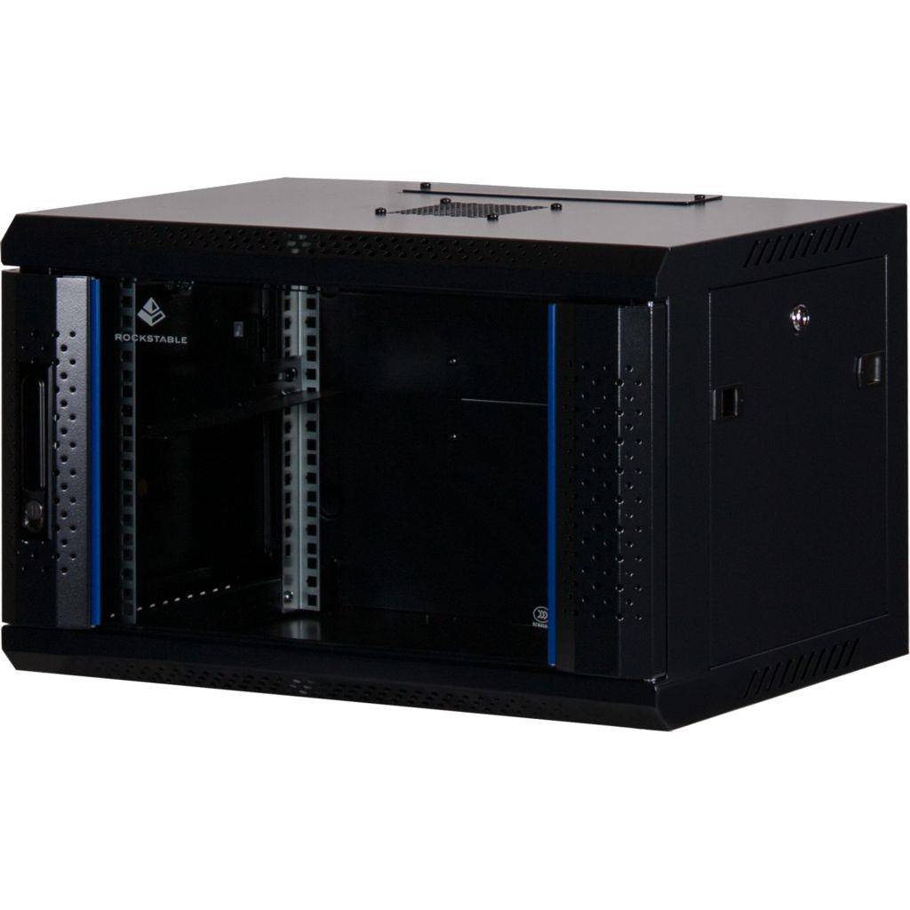 Rockstable 6HE Netzwerkschrank, Serverschrank - 19 Zoll Wandmontage - (BxTxH) 600x440x370mm mit Glas