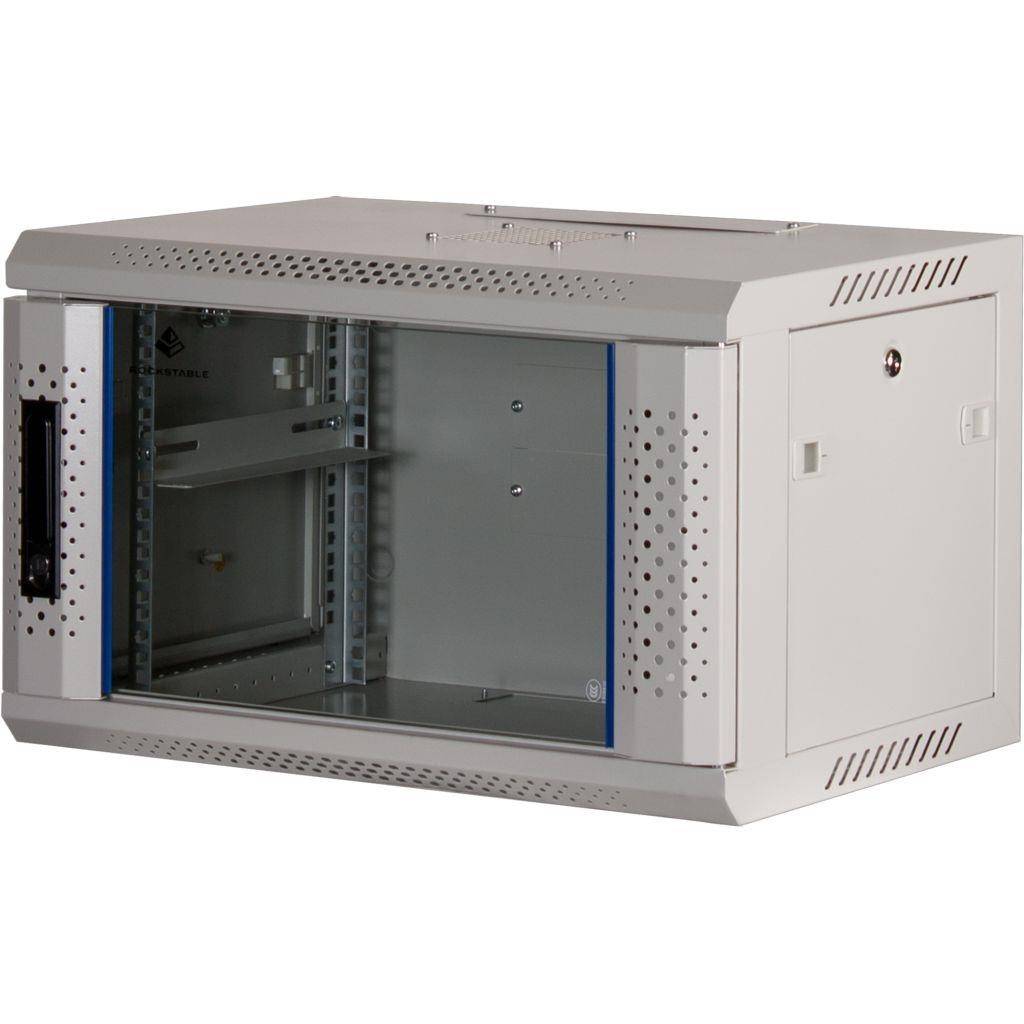 Rockstable 6HE Netzwerkschrank, Serverschrank - 19 Zoll Wandmontage - (BxTxH) 600x440x370mm mit Glas