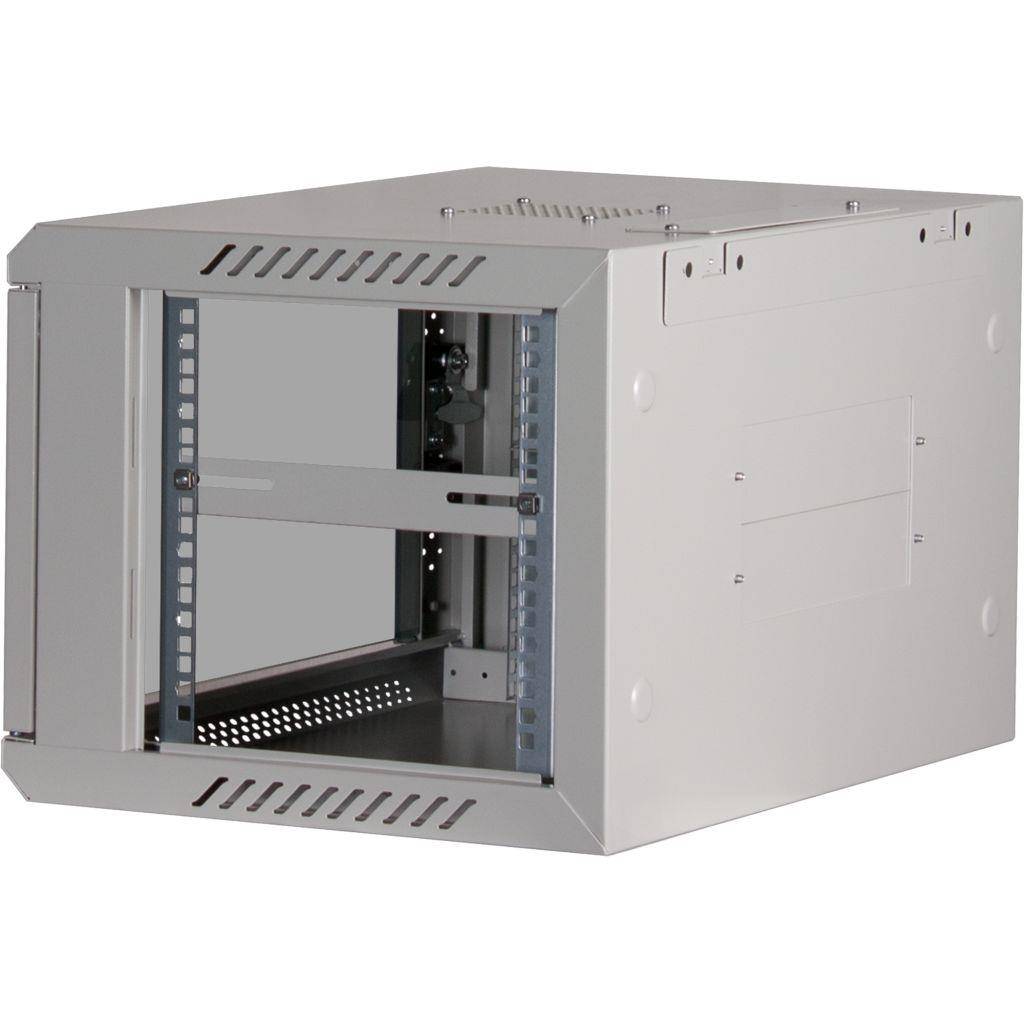 Rockstable 6HE Netzwerkschrank, Serverschrank - 19 Zoll Wandmontage - (BxTxH) 600x440x370mm mit Glastür - Weiß - Abschließbar - Vormontiert - Tragl