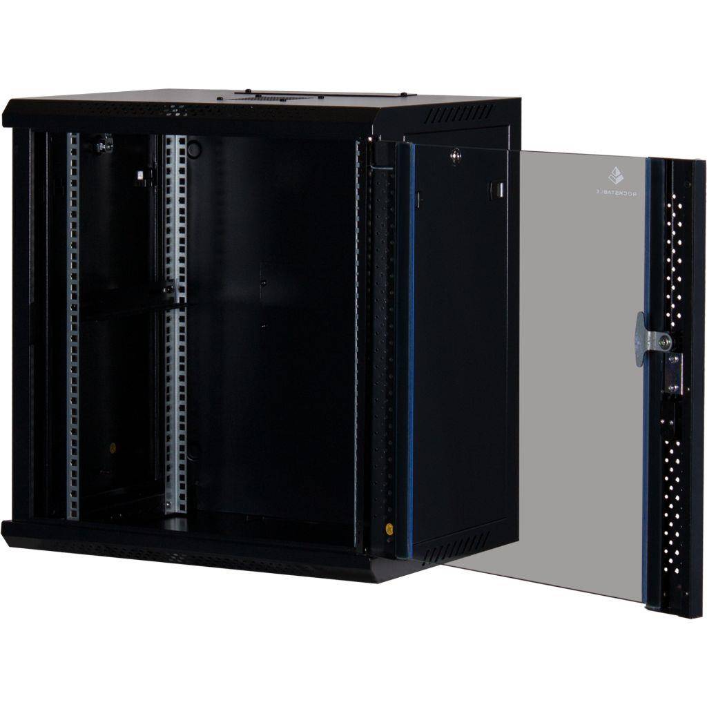 Rockstable 12HE Netzwerkschrank, Serverschrank - 19 Zoll Wandmontage - (BxTxH) 600x440x637mm mit Gla