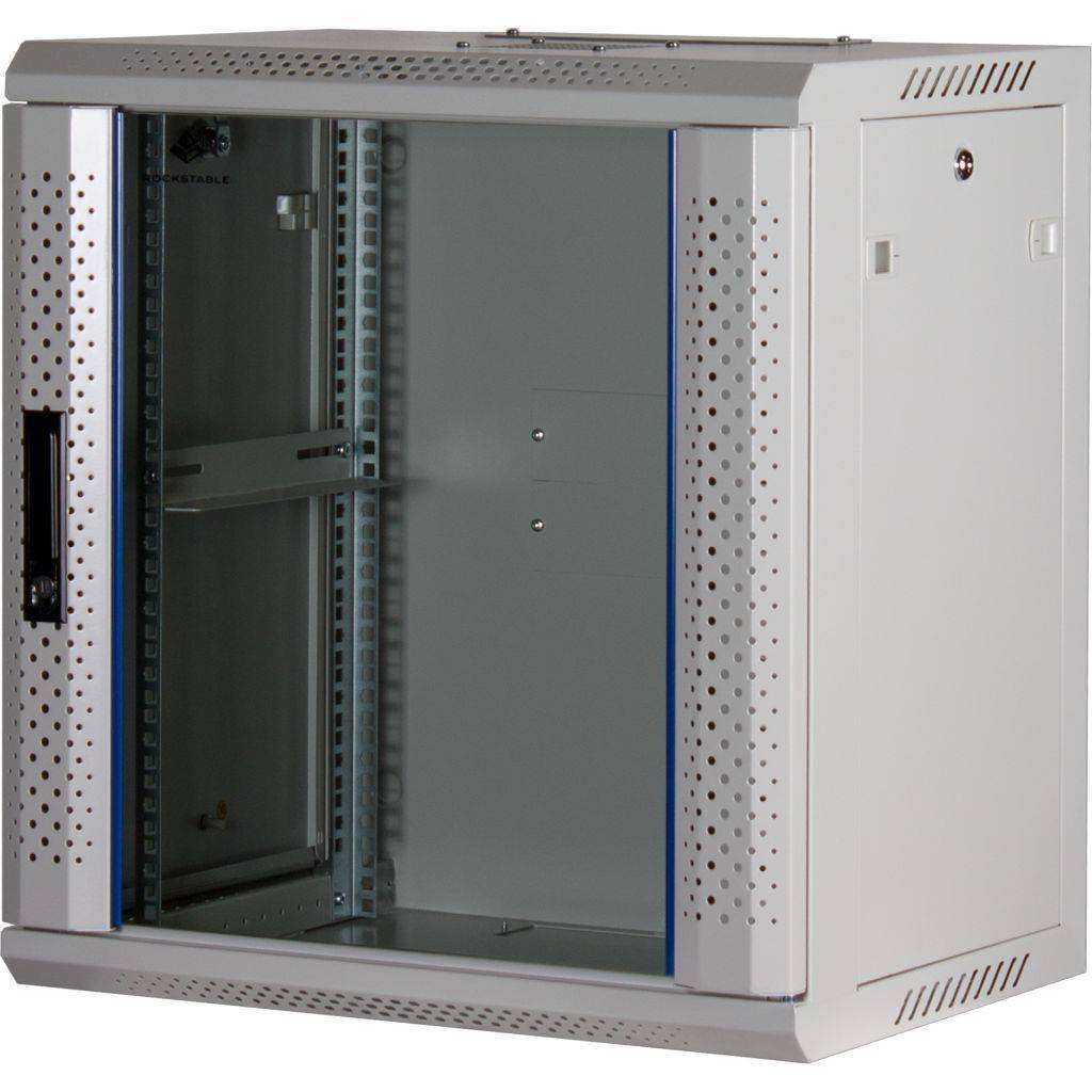 Rockstable 12HE Netzwerkschrank, Serverschrank - 19 Zoll Wandmontage - (BxTxH) 600x440x637mm mit Gla