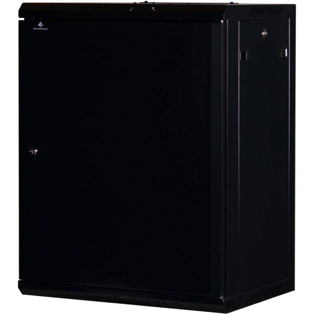 Rockstable 15HE Netzwerkschrank, Serverschrank - 19 Zoll Wandmontage - (BxTxH) 600x440x770mm mit Stahltür - Schwarz - Abschließbar - Vormontiert -
