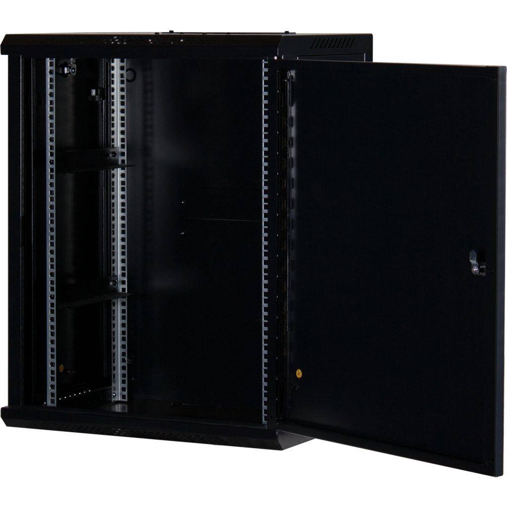 Rockstable 15HE Netzwerkschrank, Serverschrank - 19 Zoll Wandmontage - (BxTxH) 600x440x770mm mit Stahltür - Schwarz - Abschließbar - Vormontiert -