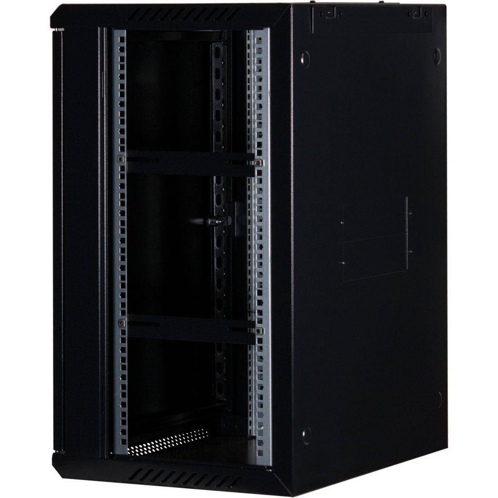 Rockstable 15HE Netzwerkschrank, Serverschrank - 19 Zoll Wandmontage - (BxTxH) 600x440x770mm mit Stahltür - Schwarz - Abschließbar - Vormontiert -