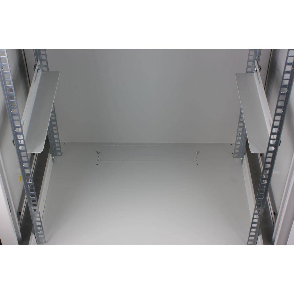 Rockstable 12HE Netzwerkschrank, Serverschrank - 19 Zoll Wandmontage - (BxTxH) 600x440x637mm mit Stahltür - Weiß - Abschließbar - Vormontiert - Tra