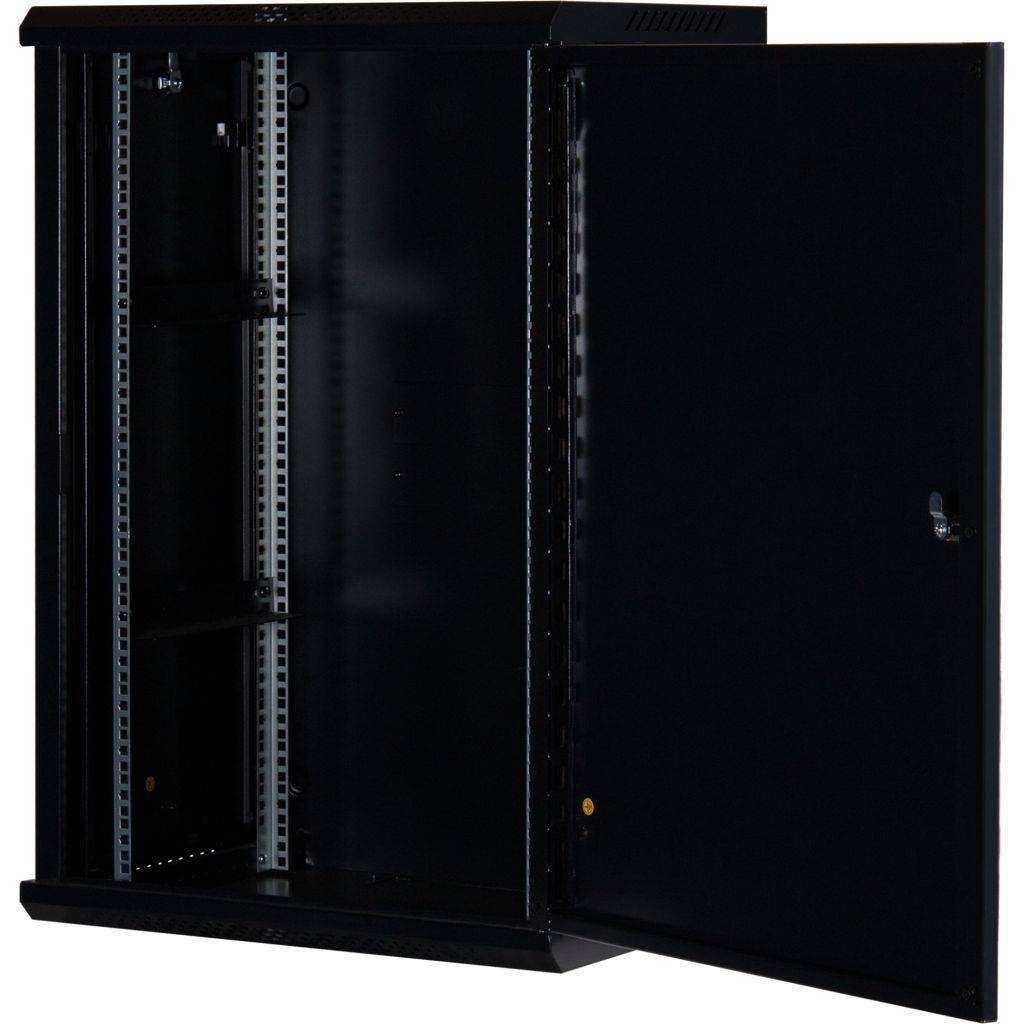 Rockstable 18HE Netzwerkschrank, Serverschrank - 19 Zoll Wandmontage - (BxTxH) 600x440x900mm mit Stahltür - Schwarz - Abschließbar - Vormontiert -
