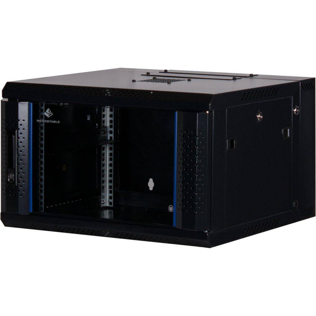 Rockstable 6HE Netzwerkschrank, Serverschrank - 19 Zoll Wandmontage - (BxTxH) 600x600x370mm mit Glas