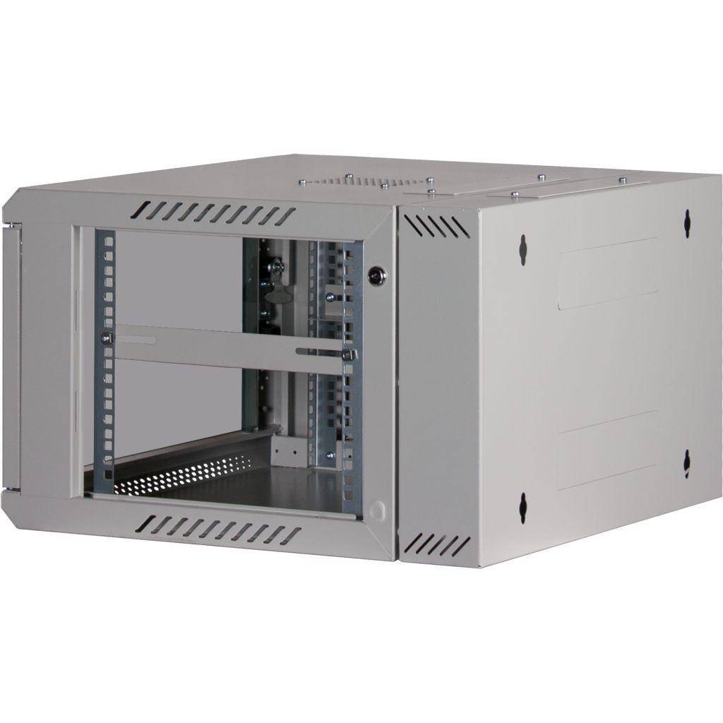 Rockstable 6HE Netzwerkschrank, Serverschrank - 19 Zoll Wandmontage - (BxTxH) 600x600x370mm mit Glastür - Weiß - Abschließbar - Vormontiert - Tragl