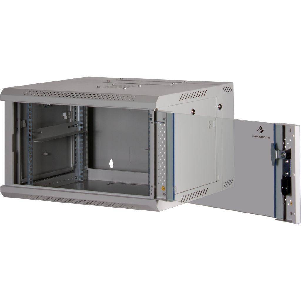 Rockstable 6HE Netzwerkschrank, Serverschrank - 19 Zoll Wandmontage - (BxTxH) 600x600x370mm mit Glastür - Weiß - Abschließbar - Vormontiert - Tragl