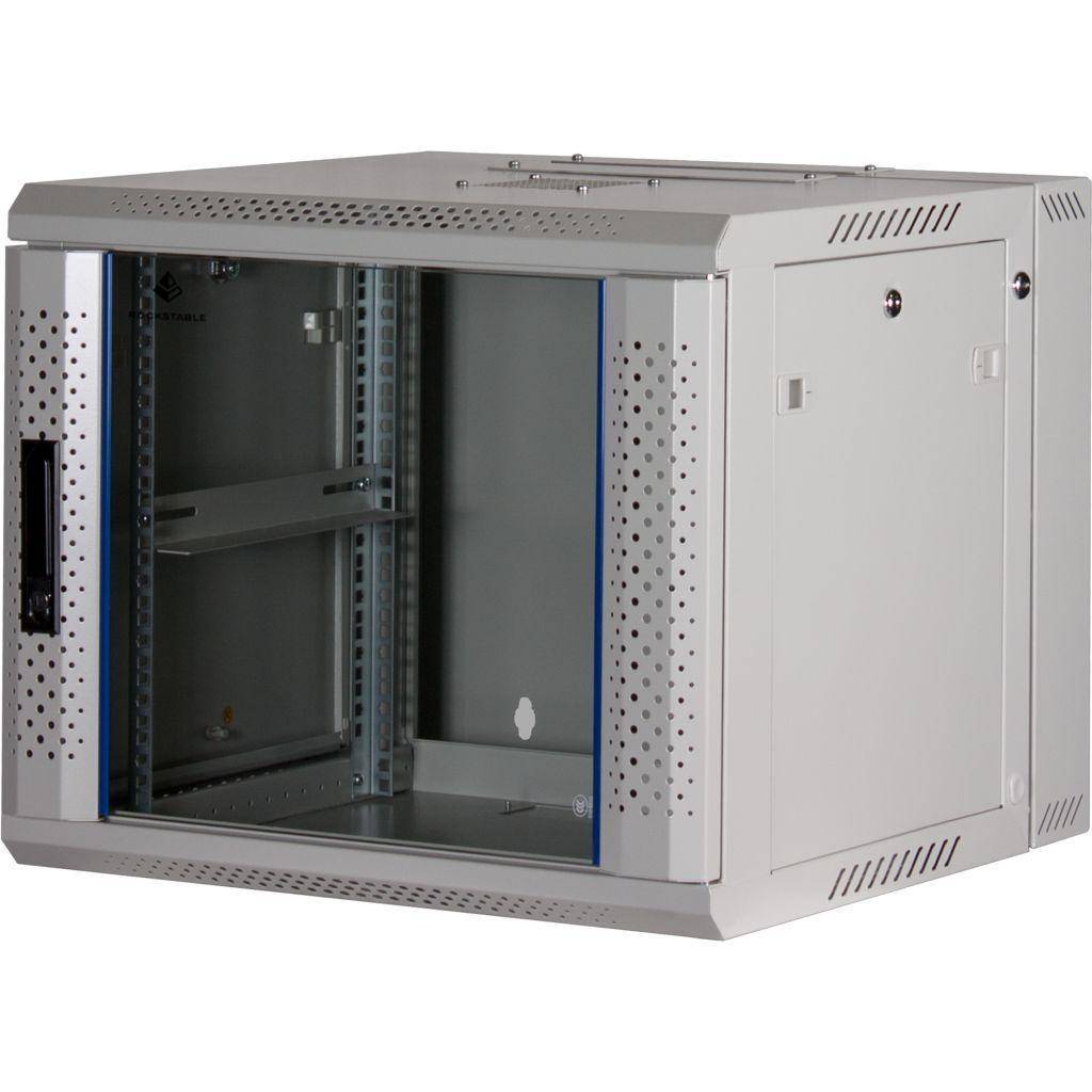 Rockstable 9HE Netzwerkschrank, Serverschrank - 19 Zoll Wandmontage - (BxTxH) 600x600x503mm mit Glas