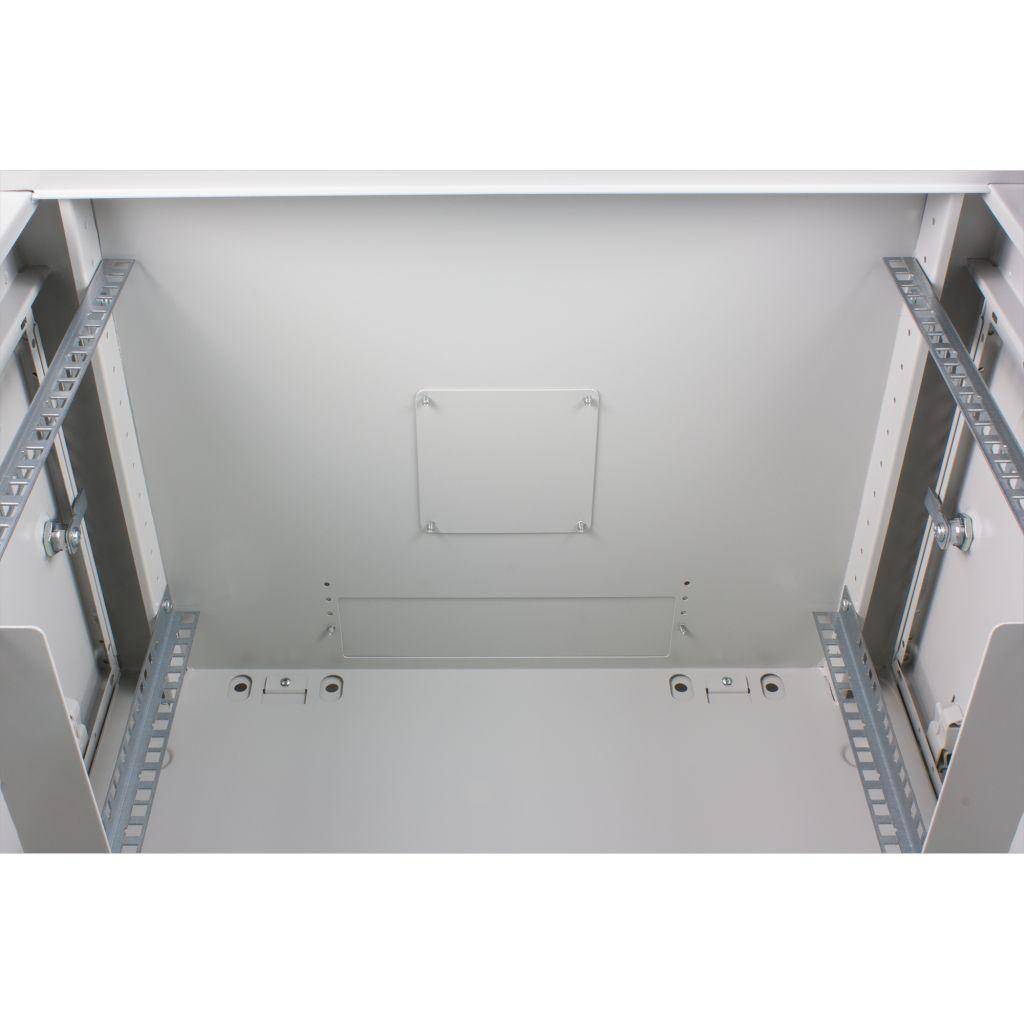 Rockstable 6HE Netzwerkschrank, Serverschrank - 19 Zoll Wandmontage - (BxTxH) 600x600x370mm mit Glas