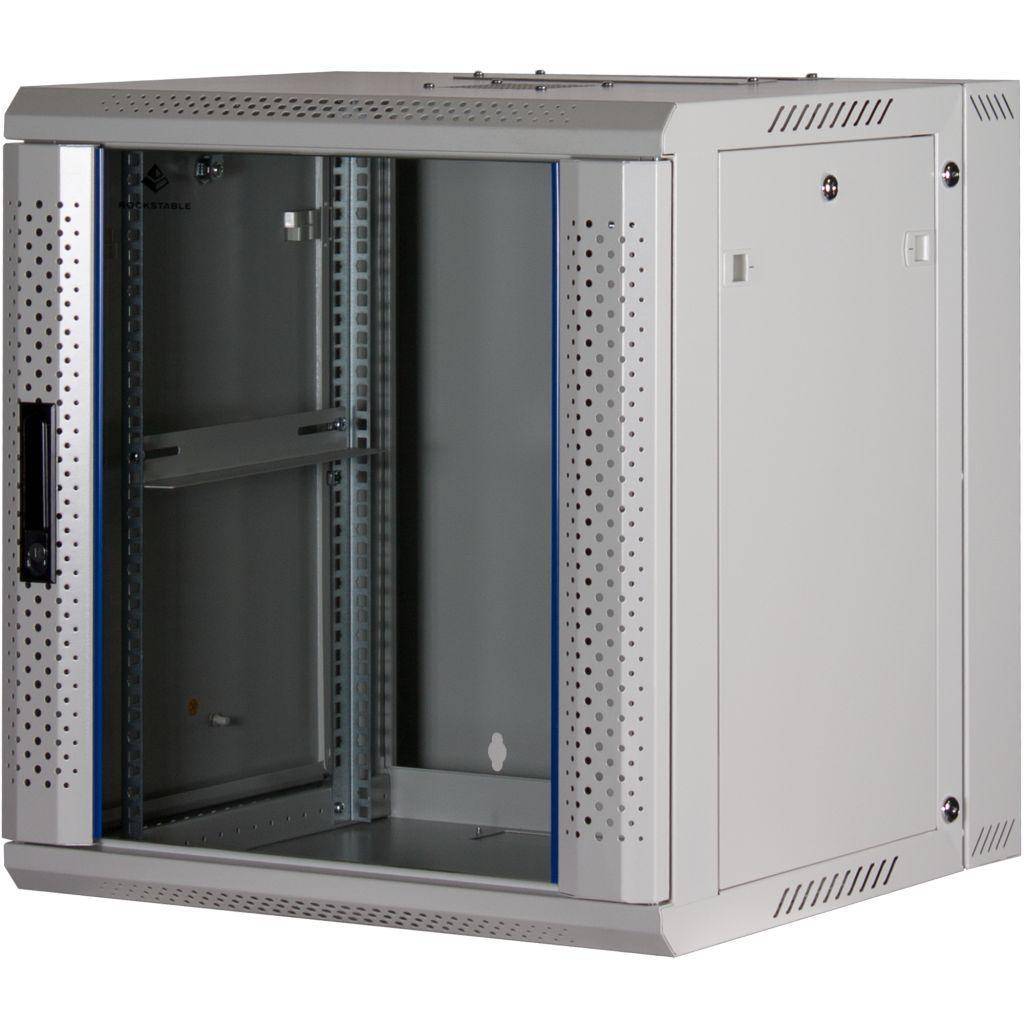 Rockstable 12HE Netzwerkschrank, Serverschrank - 19 Zoll Wandmontage - (BxTxH) 600x600x637mm mit Gla