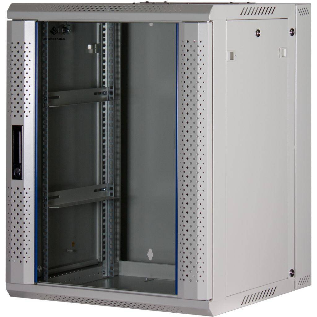 Rockstable 15HE Netzwerkschrank, Serverschrank - 19 Zoll Wandmontage - (BxTxH) 600x600x770mm mit Gla