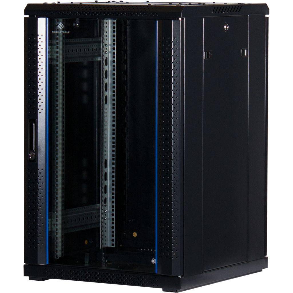 Rockstable 18HE 19 Zoll Serverschrank Netzwerkschrank (BxTxH) 600x600x900mm mit Glastür - Türanschla