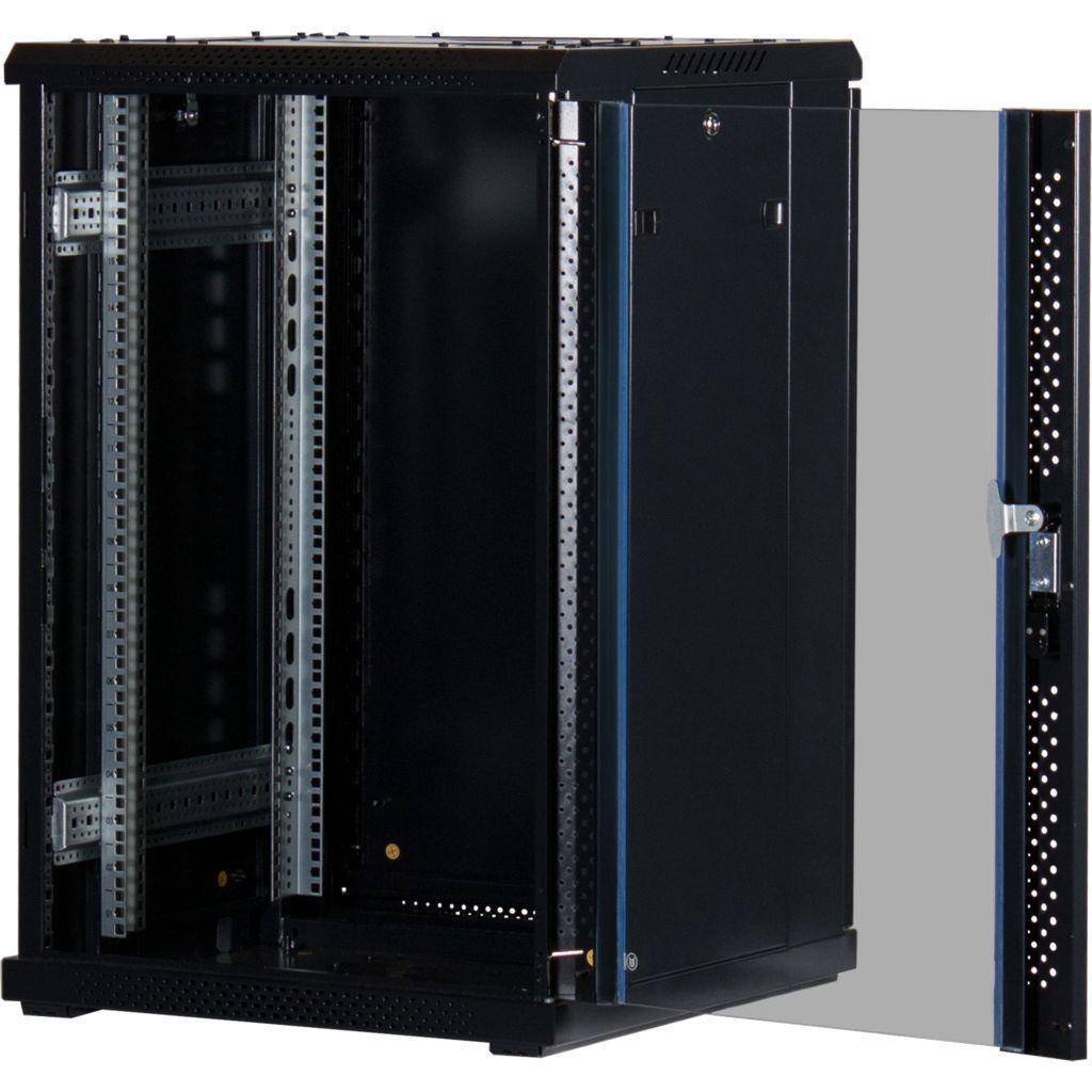 Rockstable 18HE 19 Zoll Serverschrank Netzwerkschrank (BxTxH) 600x600x900mm mit Glastür - Türanschla