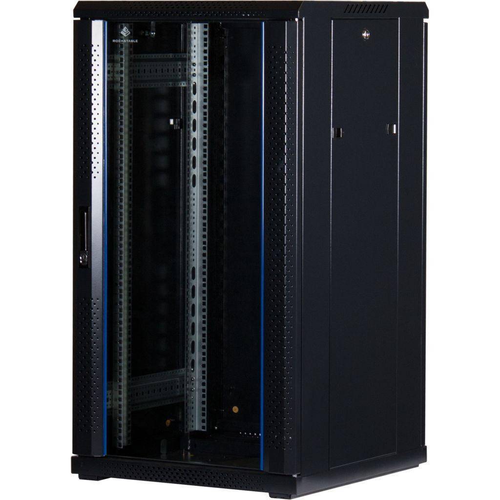 Rockstable 22HE 19 Zoll Serverschrank Netzwerkschrank (BxTxH) 600x600x1200mm mit Glastür - Türanschl