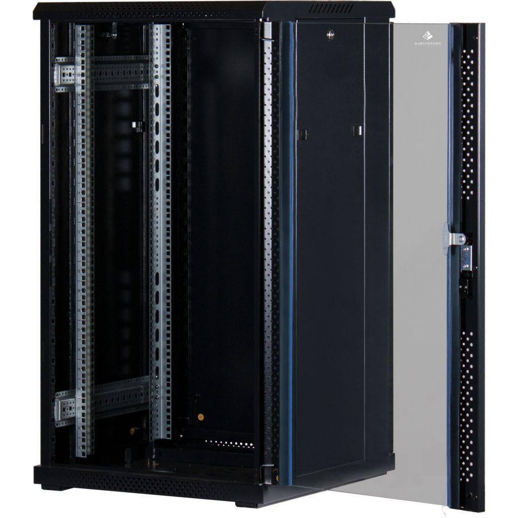 Rockstable 22HE 19 Zoll Serverschrank Netzwerkschrank (BxTxH) 600x600x1200mm mit Glastür - Türanschlag wechselbar - Türen und Seitenwände abnehmba