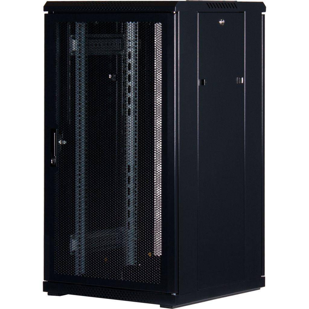 Rockstable 22HE 19 Zoll Serverschrank Netzwerkschrank (BxTxH) 600x600x1200mm mit Gitternetztüren - Türanschlag wechselbar - Türen und Seitenwände