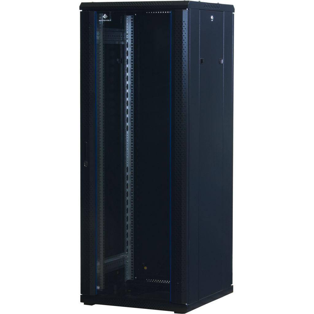 Rockstable 32HE 19 Zoll Serverschrank Netzwerkschrank (BxTxH) 600x600x1600mm mit Glastür - Türanschl