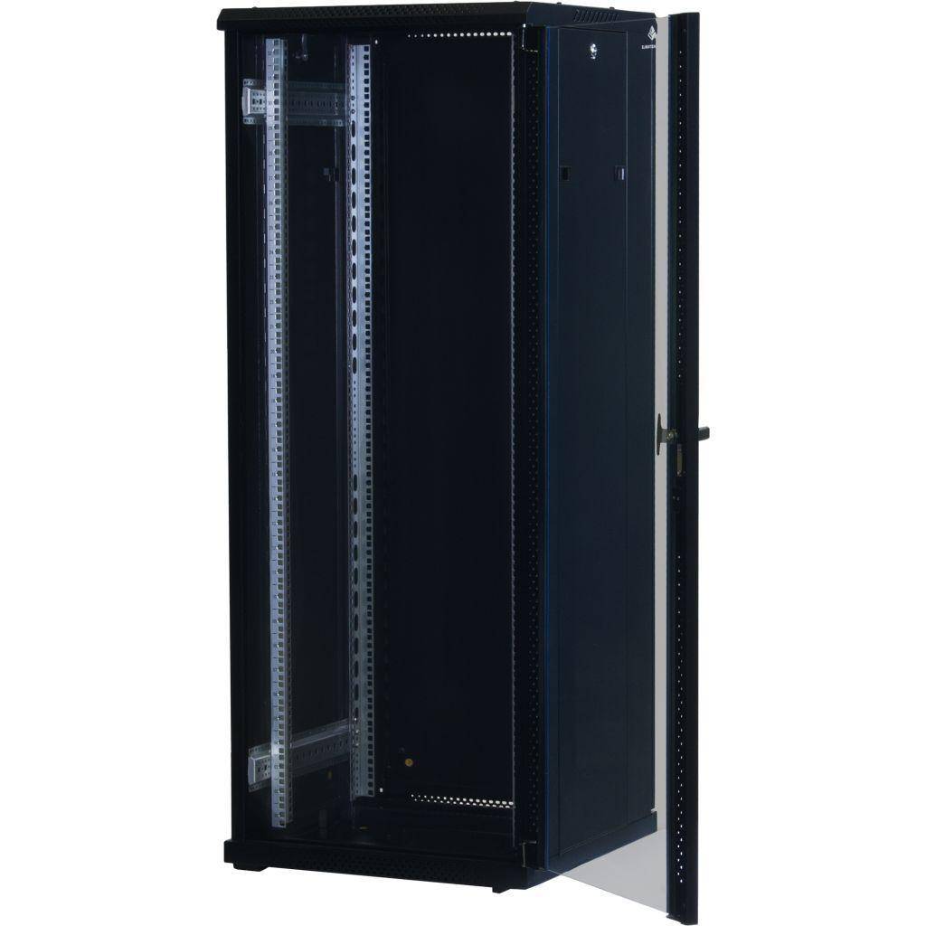 Rockstable 32HE 19 Zoll Serverschrank Netzwerkschrank (BxTxH) 600x600x1600mm mit Glastür - Türanschlag wechselbar - Türen und Seitenwände abnehmba