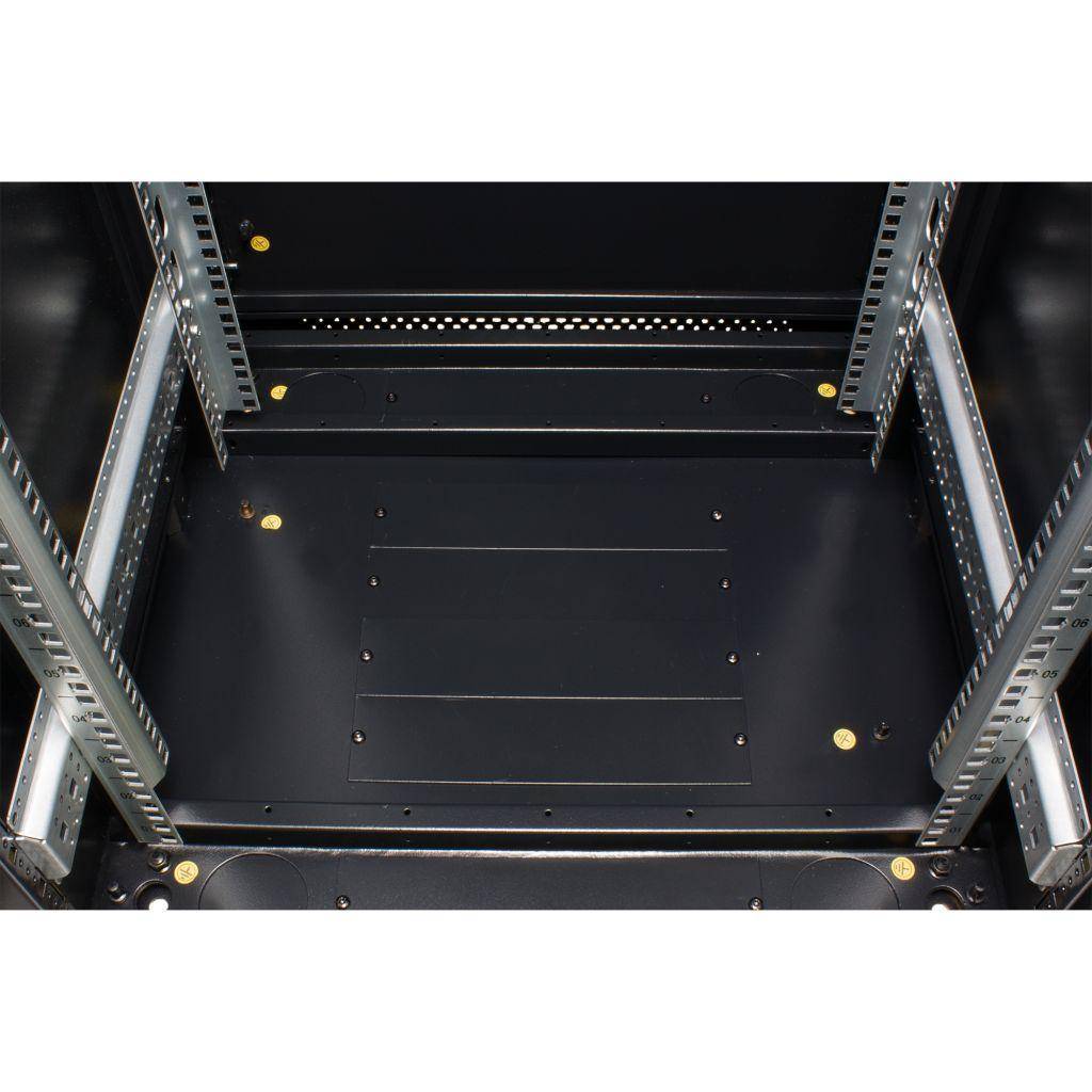 Rockstable 22HE 19 Zoll Serverschrank Netzwerkschrank (BxTxH) 600x600x1200mm mit Gitternetztüren - Türanschlag wechselbar - Türen und Seitenwände