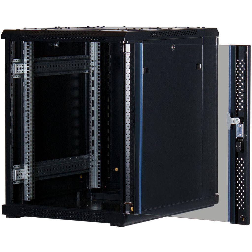 Rockstable 15HE 19 Zoll Serverschrank Netzwerkschrank (BxTxH) 600x800x770mm mit Glastür - Türanschlag wechselbar - Türen und Seitenwände abnehmbar