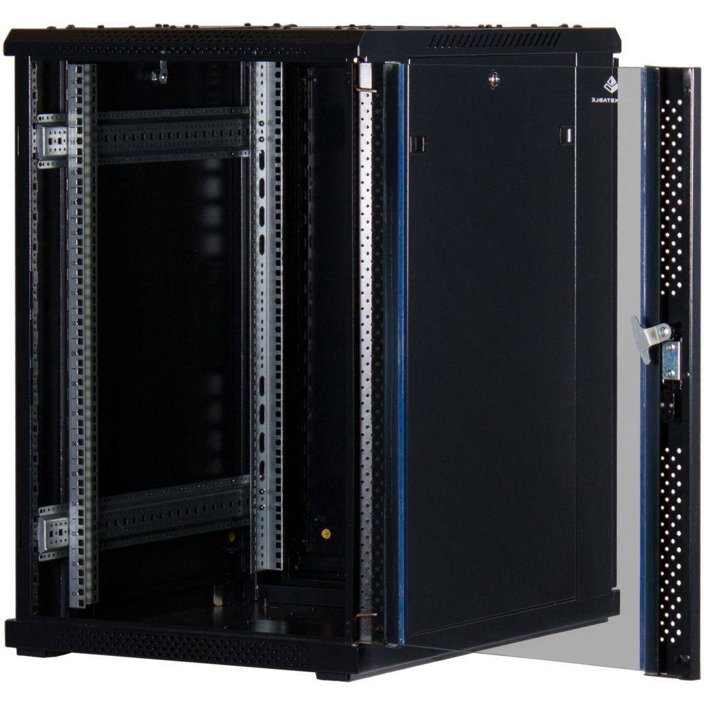 Rockstable 18HE 19 Zoll Serverschrank Netzwerkschrank (BxTxH) 600x800x900mm mit Glastür - Türanschla