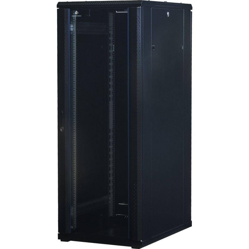 Rockstable 32HE 19 Zoll Serverschrank Netzwerkschrank (BxTxH) 600x800x1600mm mit Glastür - Türanschl