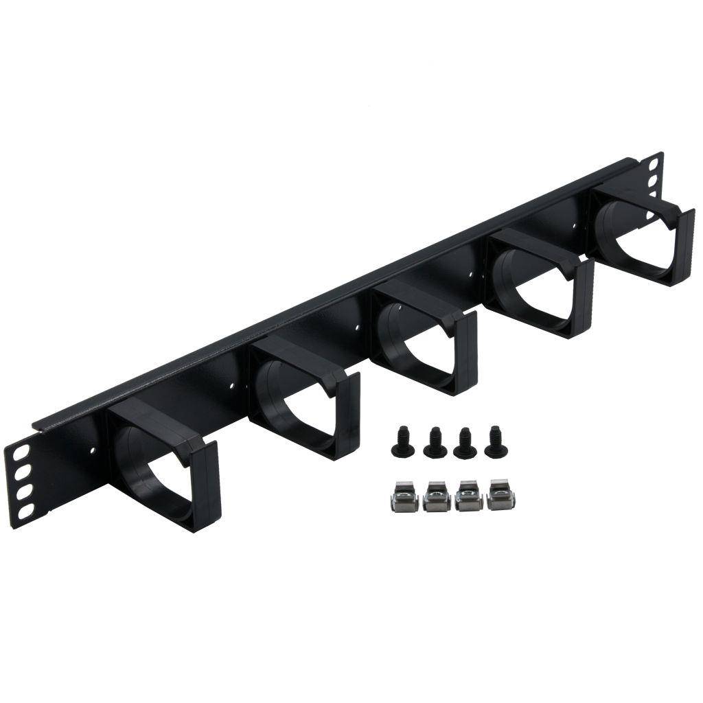 Rockstable 1 HE 19" 5-Fach Rangierpanel - Kabelmanagementtafel - Schwarz - 1U - 48,3 cm (19 Zoll) -