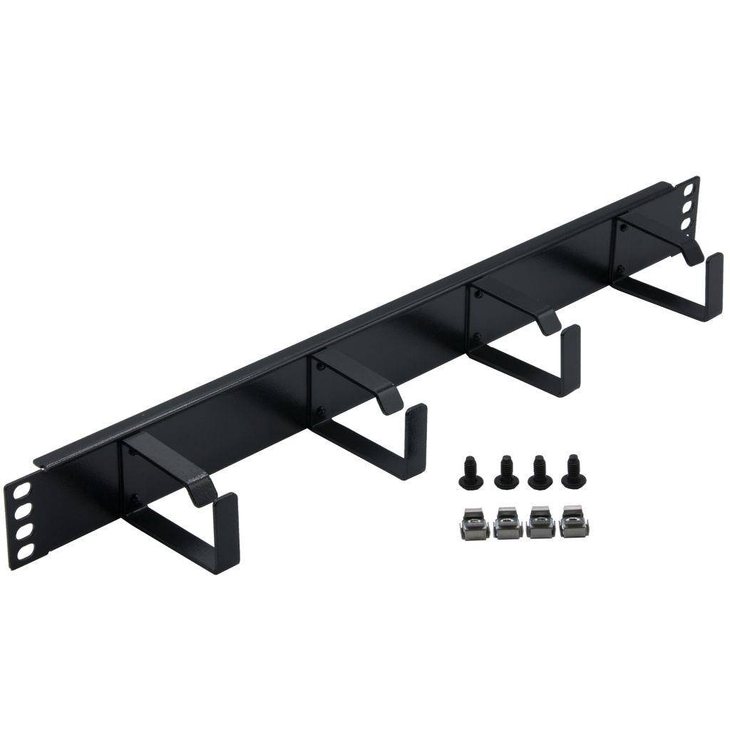 Rockstable 1 HE 19" 4-Fach Rangierpanel - Kabelmanagementtafel - Schwarz - SPCC - Stahl - 1U - 48,3 cm (19 Zoll) - 483 mm