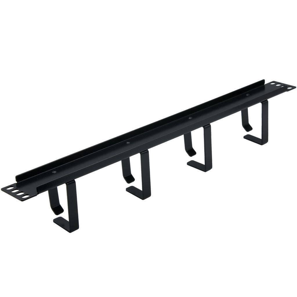 Rockstable 1 HE 19" 4-Fach Rangierpanel - Kabelmanagementtafel - Schwarz - SPCC - Stahl - 1U - 48,3