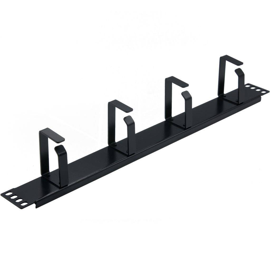 Rockstable 1 HE 19" 4-Fach Rangierpanel - Kabelmanagementtafel - Schwarz - SPCC - Stahl - 1U - 48,3