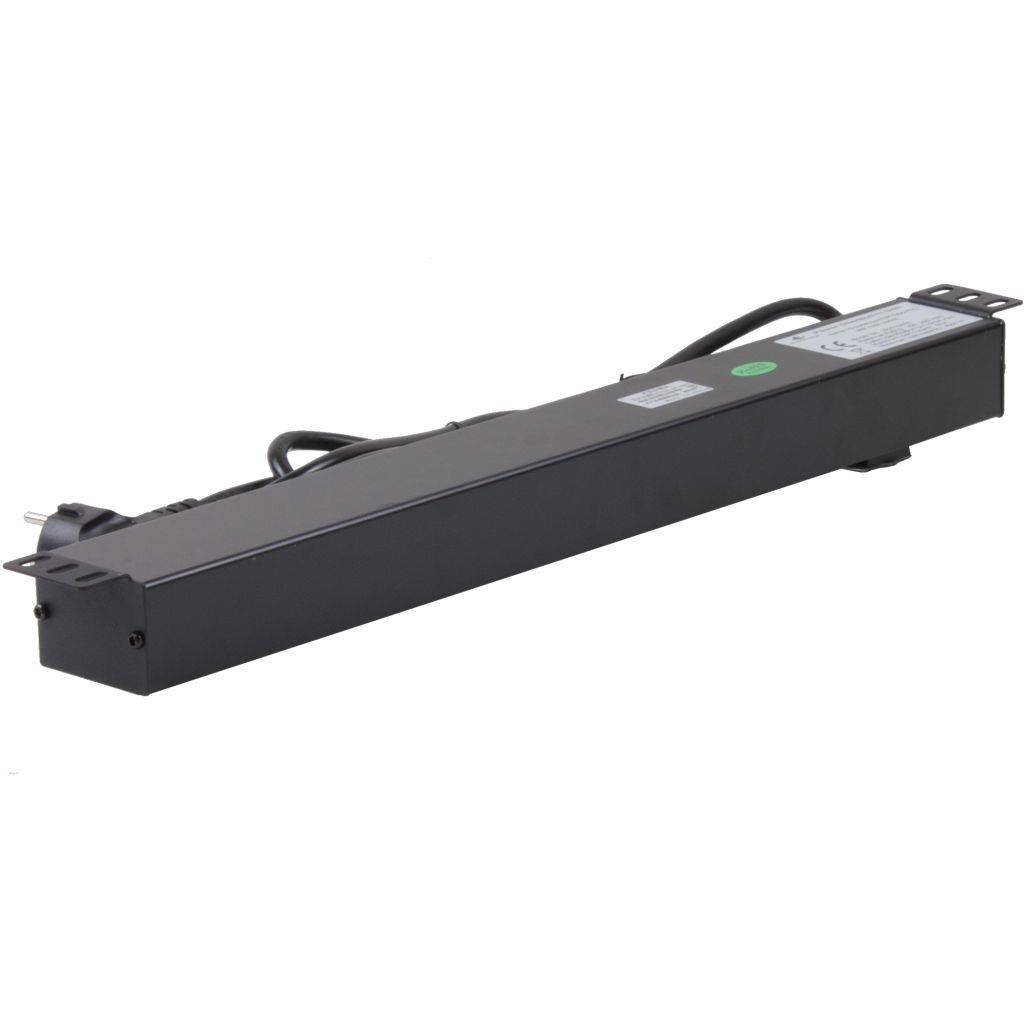 Rockstable 10-Fache Steckdosenleiste - Stromverteiler - Schwarz - 1U - 2 m - 125/250 V - 50 - 60 Hz