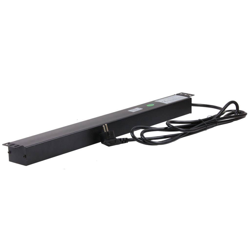 Rockstable 12-Fache Steckdosenleiste - Stromverteiler - Schwarz - 1U - 2 m - 125/250 V - 50 - 60 Hz