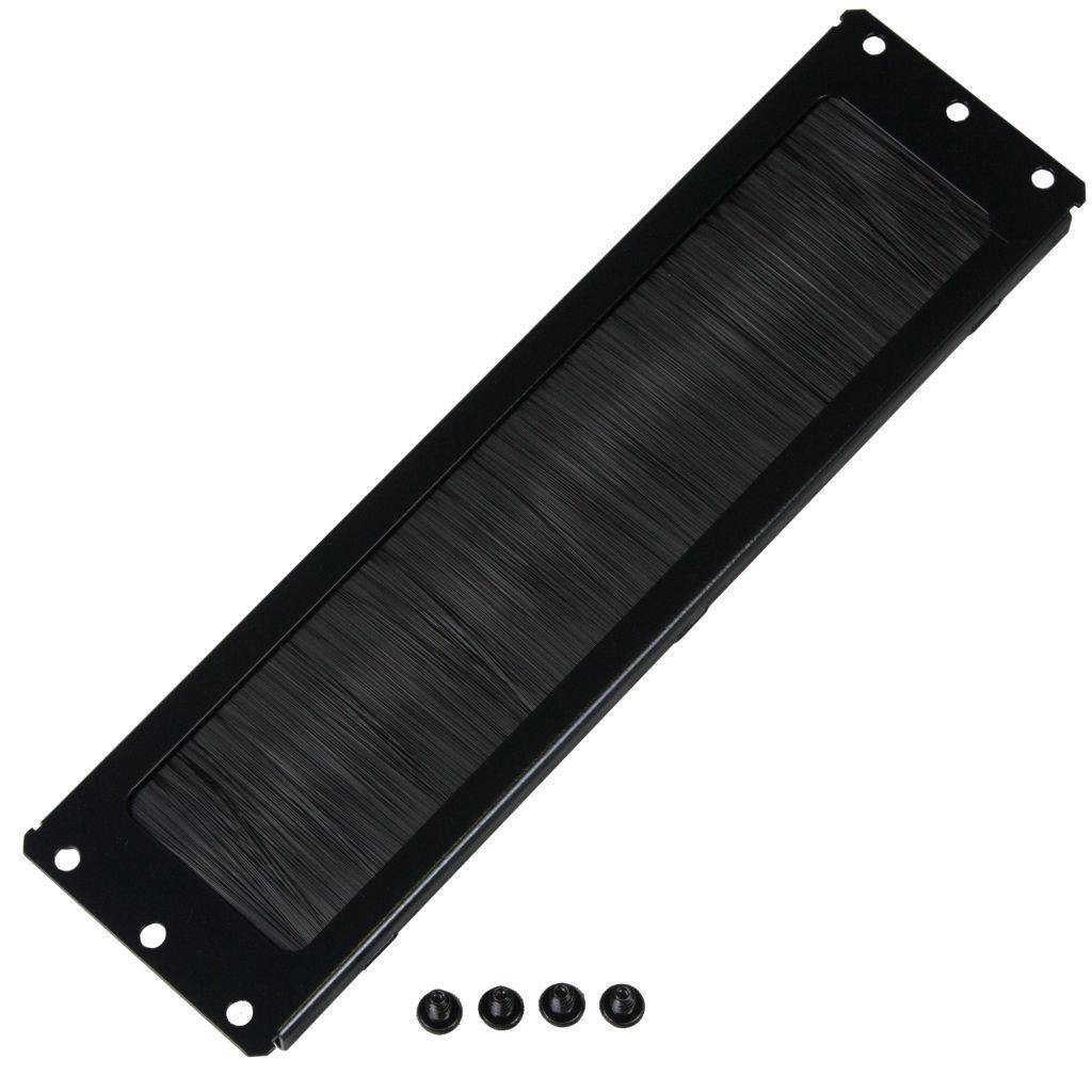 Rockstable NWSZ 1 He, 19" Blende mit Bürstendichtung, Kabelmanagementtafel, Schwarz, Stahl, 1U, Oval